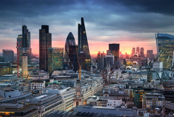 London cityscape in the morning sunrise