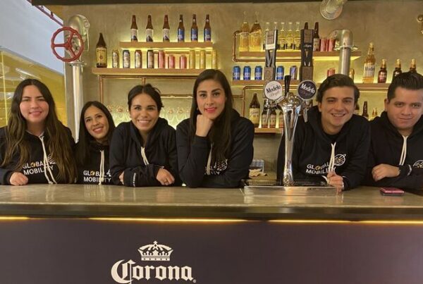 K2 Mexico team behind a bar