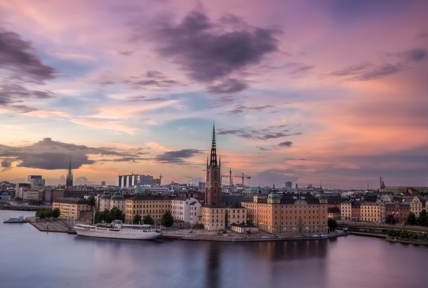 Sweden cityscape in early evening