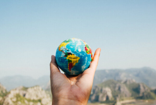 Person holding a small globe
