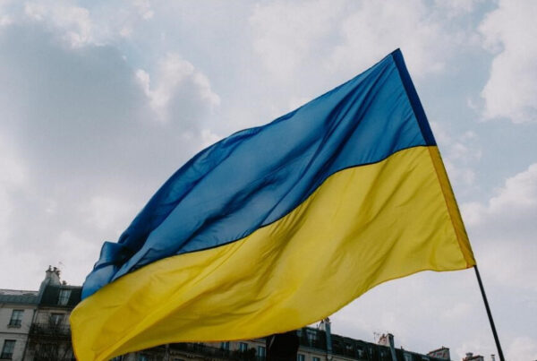 Ukraine flag flying