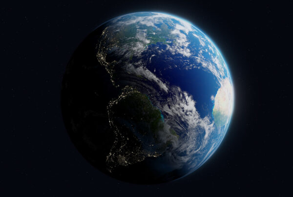 Globe rotating into morning from night