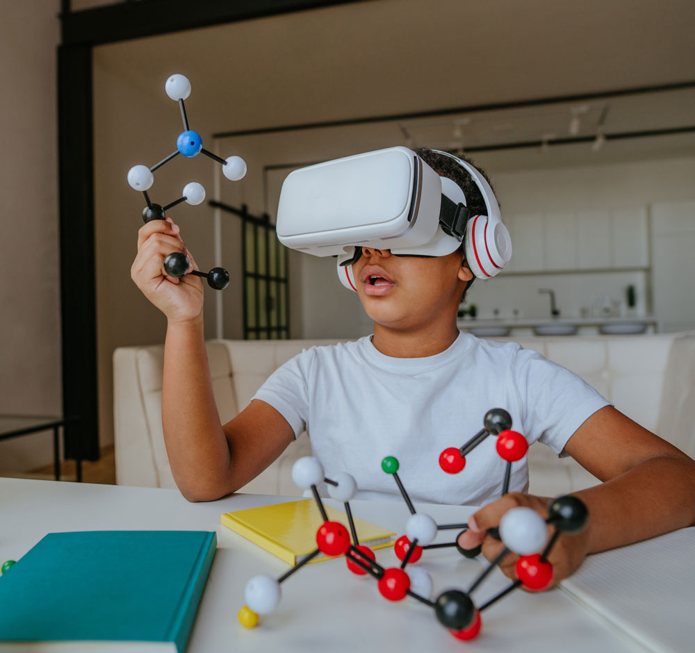 Child using VR to learn
