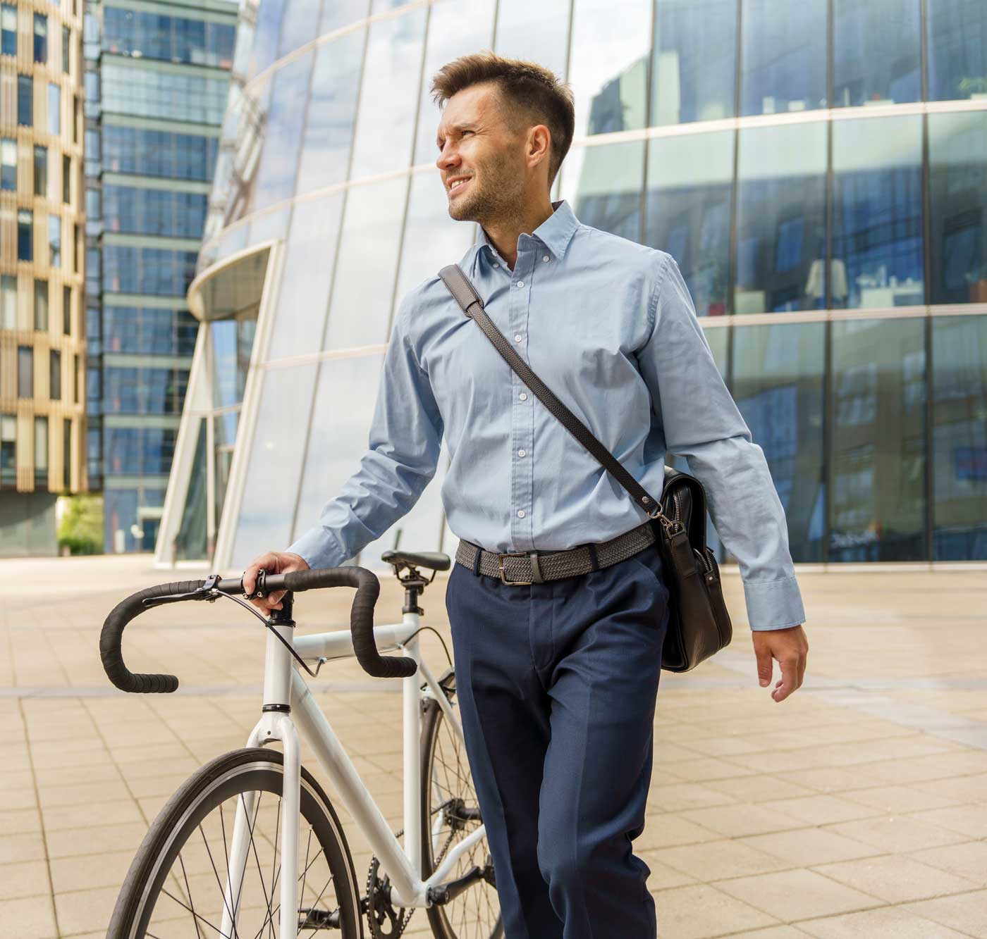Business man with a bicycle